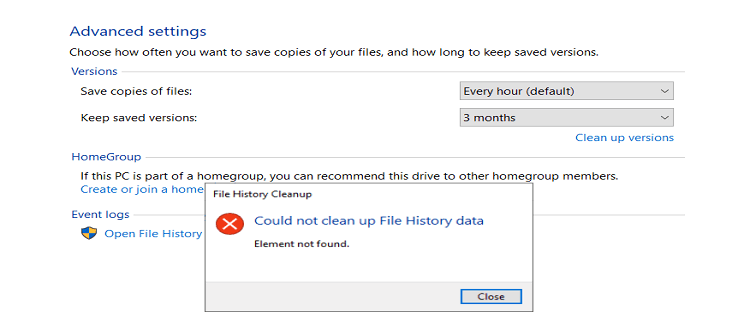 File History Element Not Found Error On Windows 10 Quick Fixes [2022]